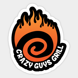 Crazy Guys Grill Flame White Sticker